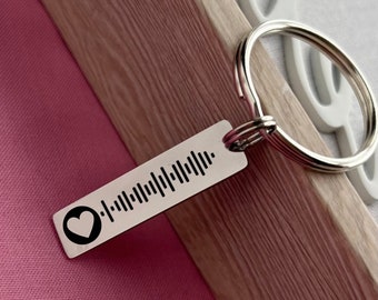 Personalized Music Code Keychain: Stainless Steel Custom Song Gift