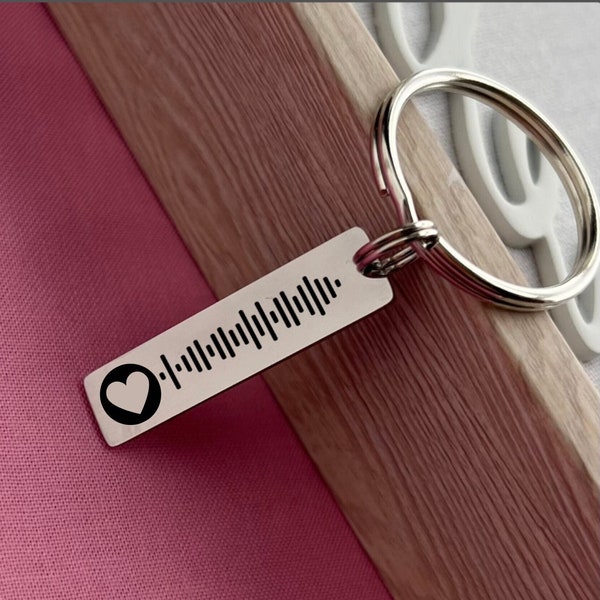 Personalized Music Code Stainless Steel Keychain - Custom Music in Your Pocket Keychain - Christmas Gift