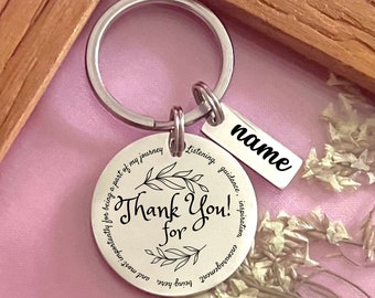 Custom Thank You Stainless Steel Keyring - Personalized Appreciation Keychain - Christmas Gift