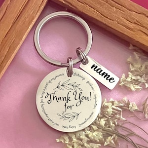 Custom Thank You Stainless Steel Keyring - Personalized Appreciation Keychain - Christmas Gift