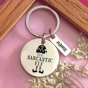 Custom Christmas Elf Stainless Steel Keychain - Personalized Christmas Elf Identity Keychain - Christmas Gift