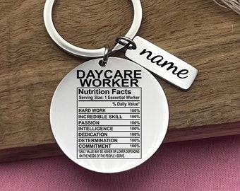 Custom Daycare Worker Keychain: Funny Stainless Steel Profession Keyring