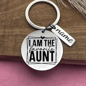 Personalized Aunt Keychain: &#39;Favorite Aunt&#39; Stainless Steel Gift