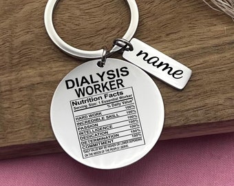 Custom Dialysis Worker Stainless Steel Keychain: Funny Profession Keyring