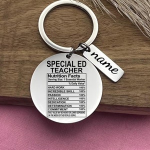 Llavero de acero inoxidable personalizado para maestro de educación especial: llavero divertido para profesión, regalo de Navidad para maestro de educación especial