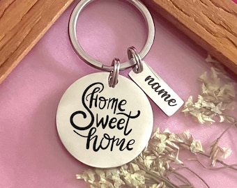 Porte-clés personnalisé pour pendaison de crémaillère - Souvenir Home Sweet Home en acier inoxydable