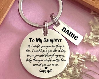 Personalized Daughter Keychain: Engraved Stainless Steel Gift