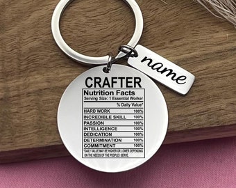Custom Crafter Stainless Steel Keychain - Funny Profession Keyring - Crafter Christmas Gift