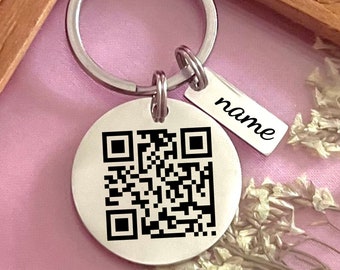 Personalized QR Code Stainless Steel Keychain - Custom Music Code Keychain - Custom Interactive Keychain - Custom Valentine's Day Gift