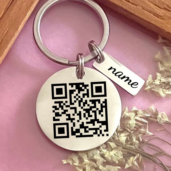 Personalized QR Code Stainless Steel Keychain - Custom Music Code Keychain - Custom Interactive Keychain - Custom Valentine's Day Gift