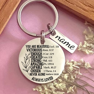 Custom Bible Verse Stainless Steel Keychain - Personalized Carry Your Faith Keychain - Christmas Gift