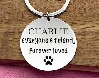 Personalized Pet Memorial Stainless Steel Keychain – Engraved Keepsake for Dog or Cat Loss – Thoughtful Sympathy Gift for Pet Owner