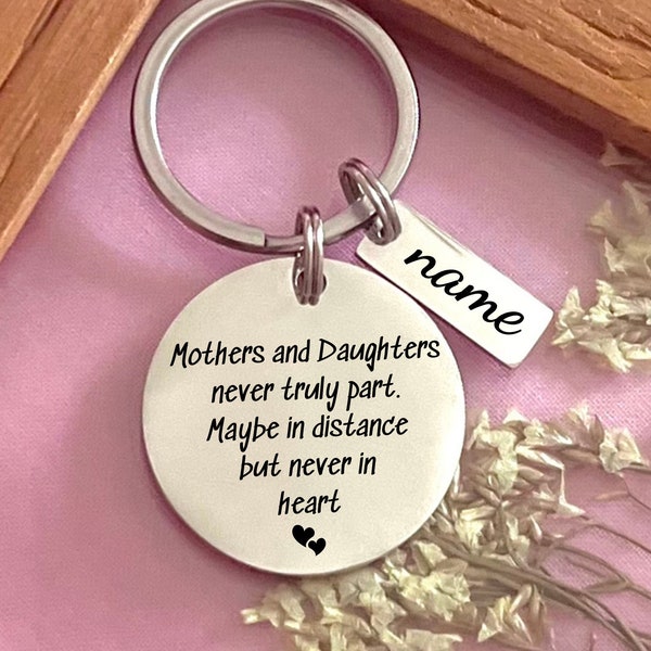 Custom Mother Daughter Love Stainless Steel Keychain - Custom Long Distance Gift - Custom Mother's Day Gift