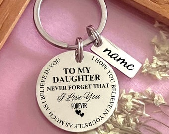 Custom Daughter Keychain: Engraved Stainless Steel Gift