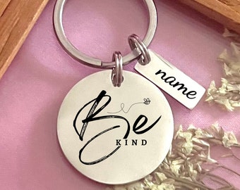 Personalized 'Be Kind' Keychain: Stainless Steel Valentine's Gift
