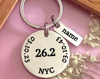 Custom Marathon Milestone Stainless Steel Keychain - Personalized Running Memory Keychain - Custom Marathon Keepsake