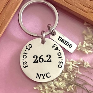 Custom Marathon Milestone Stainless Steel Keychain - Personalized Running Memory Keychain - Custom Marathon Keepsake