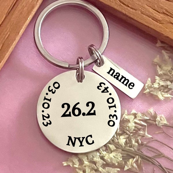 Custom Marathon Milestone Stainless Steel Keychain - Personalized Running Memory Keychain - Custom Marathon Keepsake