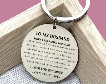 Custom To My Husband Stainless Steel Keychain - Personalized Love Note - Heartfelt Gift for Husband - Christmas Gift