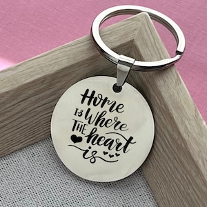 Custom Home Is Where The Heart Is Stainless Steel Keychain - Personalized Home Keychain - Christmas Gift