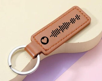 Custom Music Code PU Leather Keychain: Personalized Song Gift