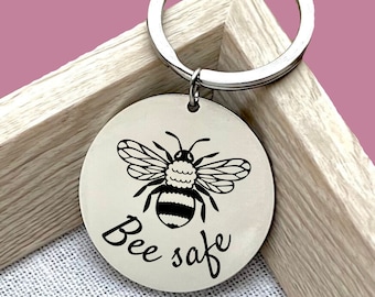 Custom Bee Safe Stainless Steel Keychain - Personalized Inspiration Charm