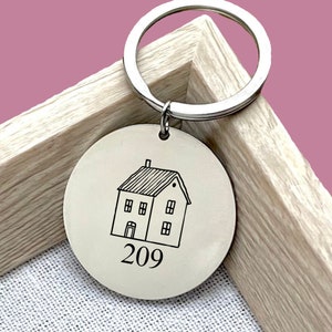 Custom House Number Stainless Steel Keychain - Custom Home Number Door Number Apartment Number First Home Buyer Roommate Gift