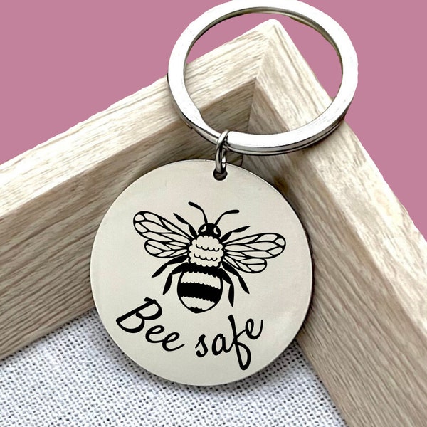 Custom Bee Safe Stainless Steel Keychain - Personalized Inspiration Charm