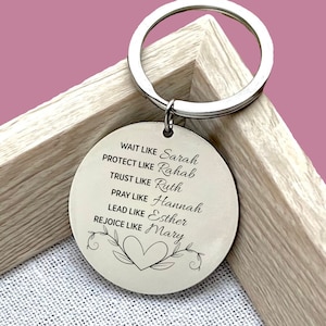 Custom Stainless Steel Women of Faith Keychain: Inspirational Religious Gift