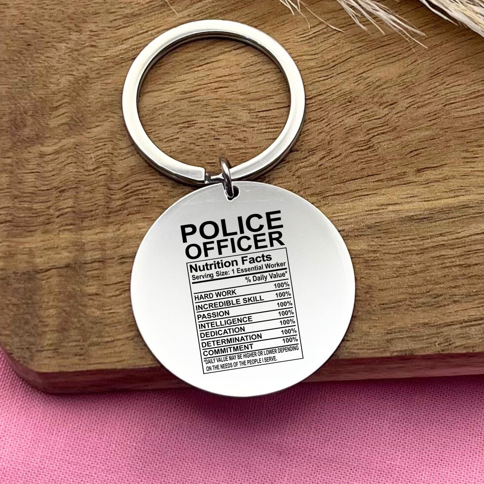Random Key Police Custom Police Officer Keychain: Funny Stainless Steel Profession ...