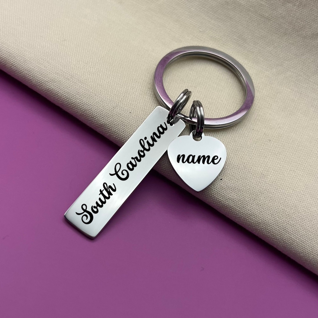 Portachiavi Carolina Del Sud In Acciaio E Vetro - Design Intarsiato Con  Bandiera, Unisex, image size:1080x1080