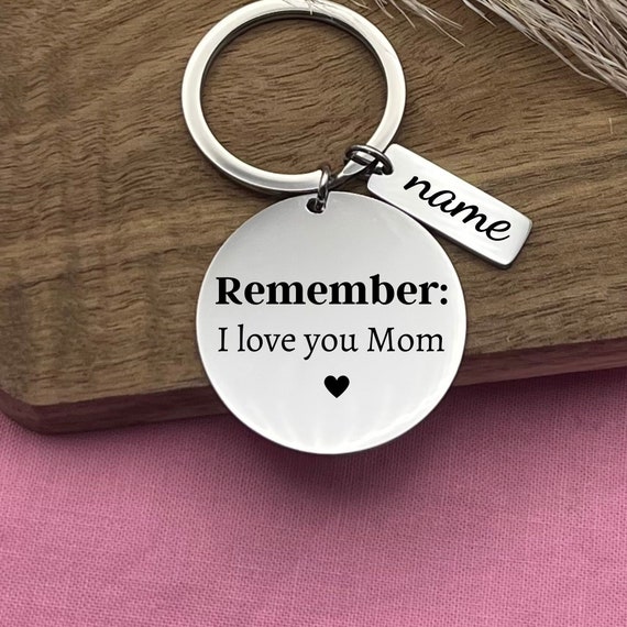 Personalized I Love You Mom Stainless Steel Keychain - Custom Birthday Gift to Mom - Custom Mother's Day Gift