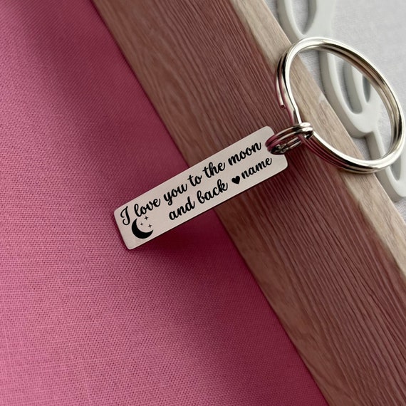Keychain - Rectangle - I love you to the moon and back - Leather Keychain - Rectangle - I love you to the moon and back - Leather