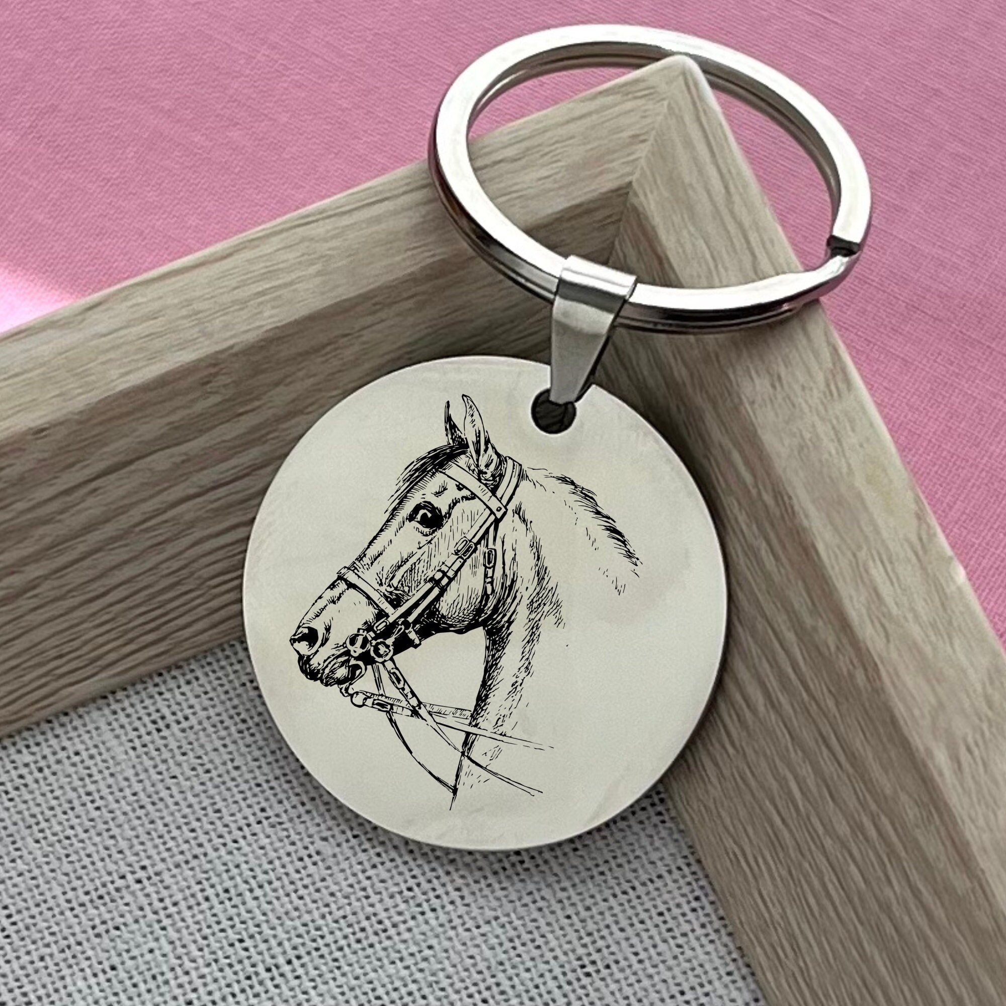 Personalized Stylish Horse Head Stainless Steel Keychain Etsy