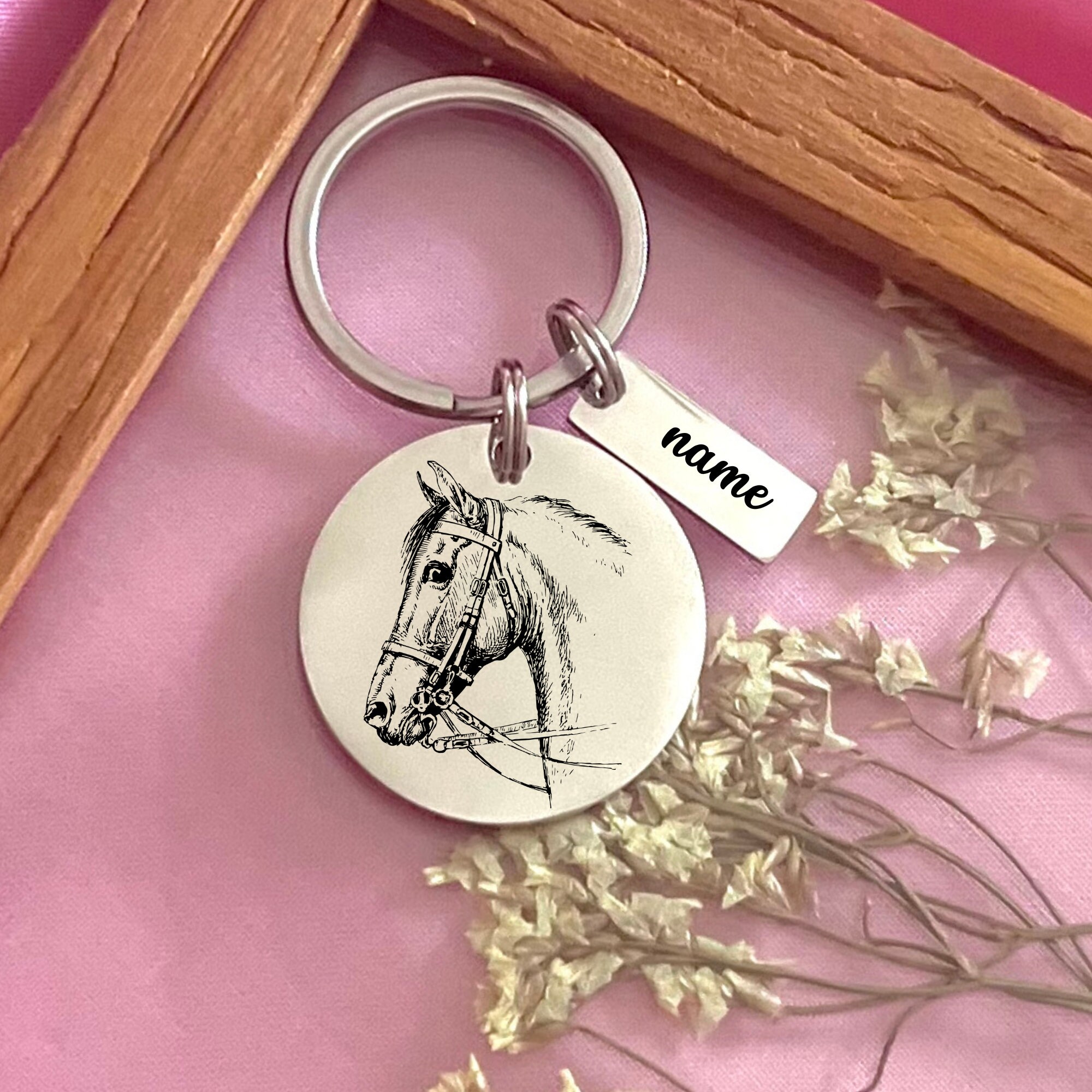Personalized Stylish Horse Head Stainless Steel Keychain Etsy