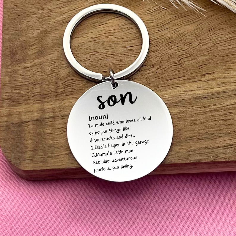 Boyish Keychains Custom Son Definition Keychain - Personalized Stainless Steel Keyring ...