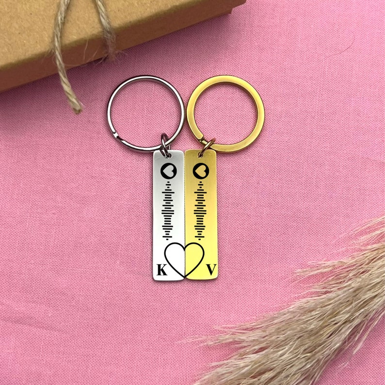 Custom Music Code Stainless Steel Keychain Set Personalized Couple Keychain Custom Love Keyring Valentine's Day Gift zdjęcie 3