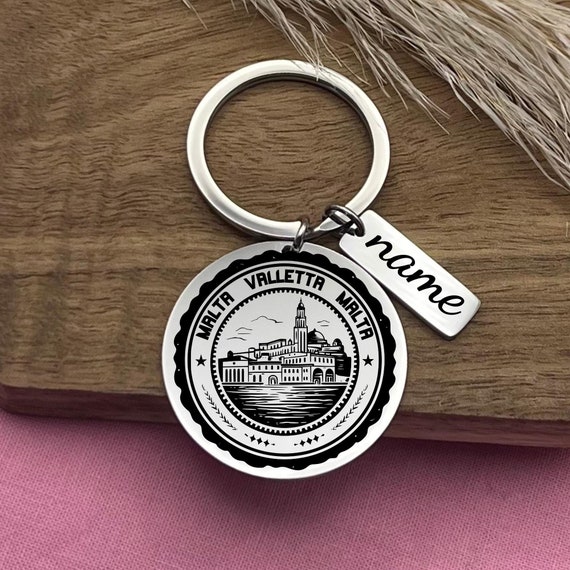 Personalized Malta Stainless Steel Keychain - Valetta Souvenir