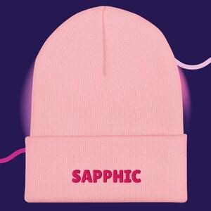 Sapphic WLW gebreide beaniemuts Y2K streetwear cadeau voor partner, vriendin | Herfst | LGBTQ+ | Trots