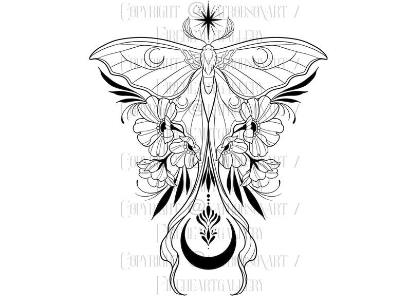 Luna Moth Tattoo Design Instant Download Digital Tattoo - Etsy