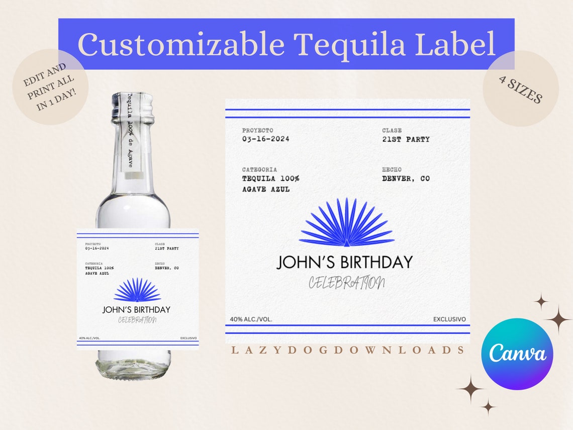 Printable Customizable Casamigos Labelcanva Tequila Label/bachelor