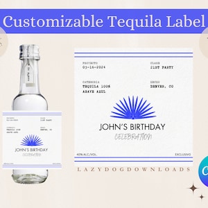 Printable Customizable Casamigos Label-Canva- Tequila label/Bachelor/Bachelorette Party Favor/DIY/Personalizable Gift- 50mL/375mL/750mL/1L