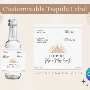 Printable Customizable Casamigos Label - Canva - Tequila label/Wedding Party Favor/DIY Budget Wedding/Bachelorette - 50mL, 375mL, 750mL, 1L