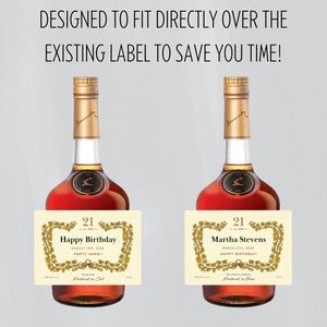 Customizable Cognac Label Canva, Printable Personalized Cognac Label, 21st Birthday Party, Bachelorette Favor, 50mL/375mL/750mL/1L image 4