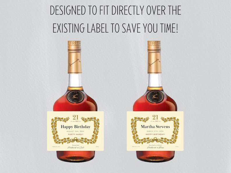 Customizable Cognac Label Canva, Printable Personalized Cognac Label, 21st Birthday Party, Bachelorette Favor, 50mL/375mL/750mL/1L image 4