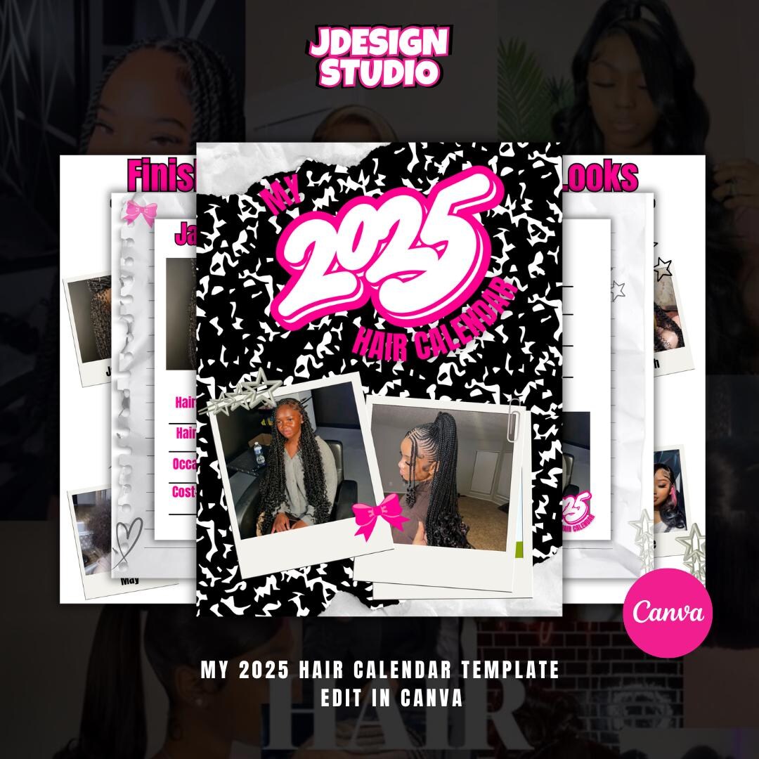 My 2025 Hair Calendar Editable Template, Hair Calendar Etsy UK