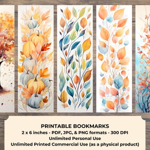 20 Fall Leaves PRINTABLE Bookmarks, High Resolution Digital Download ...