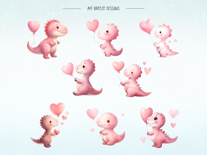 48 Cute Baby Dinosaurs Clipart Set - High Resolution Pink Dino ...