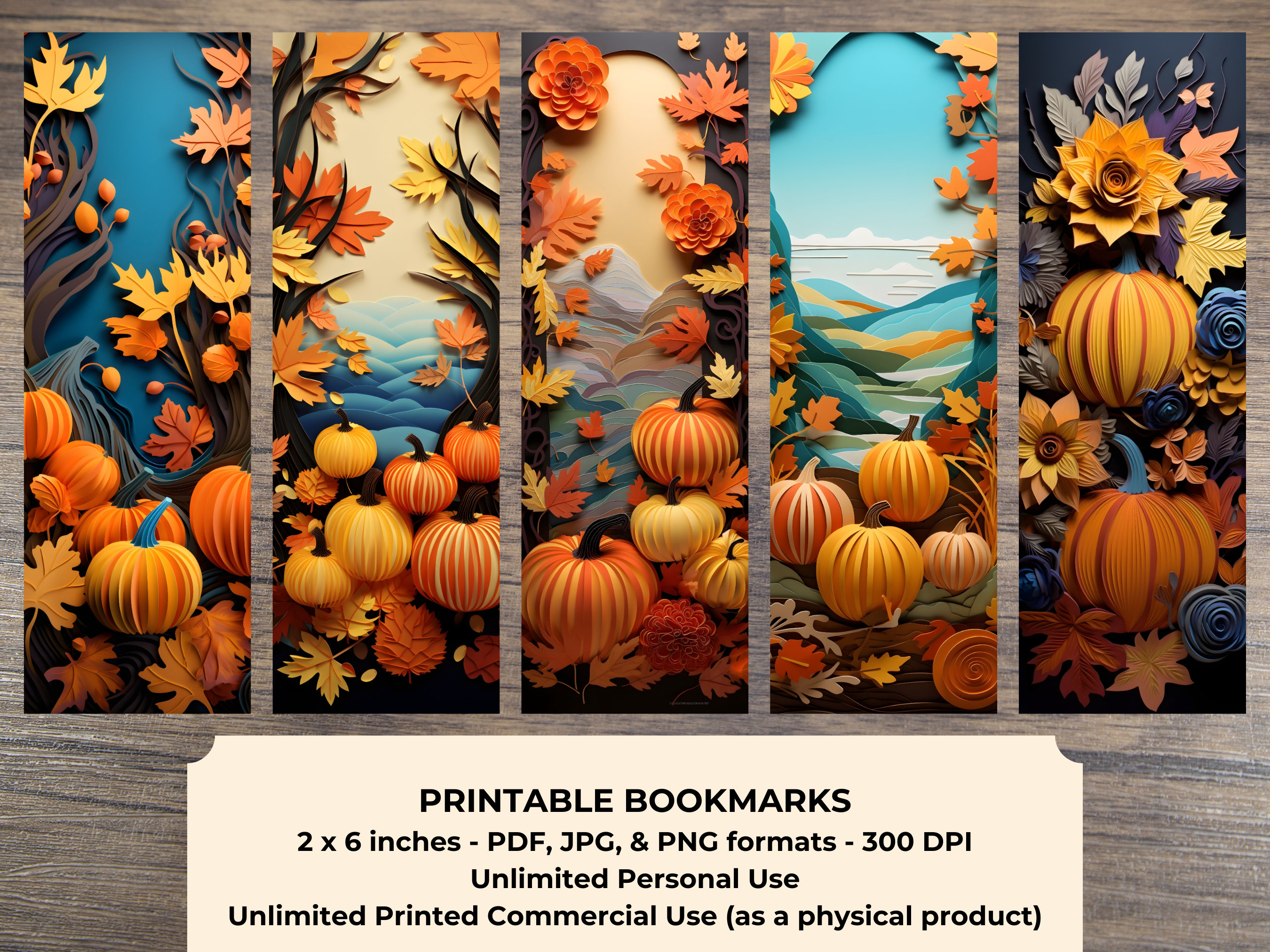 3D Pumpkin PRINTABLE Bookmarks High Resolution Digital - Etsy