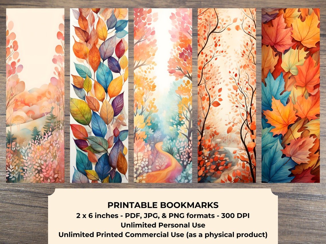 20 Fall Leaves PRINTABLE Bookmarks High Resolution Digital - Etsy